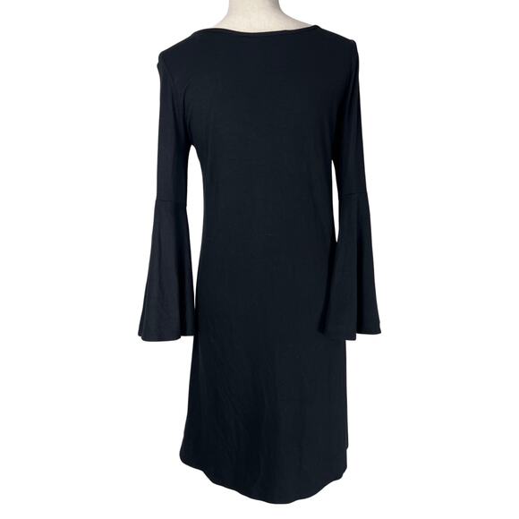 Vintage Collection Black Bell Sleeve Dress Beaded Embroidered Floral Boho XS - Picture 3 of 7